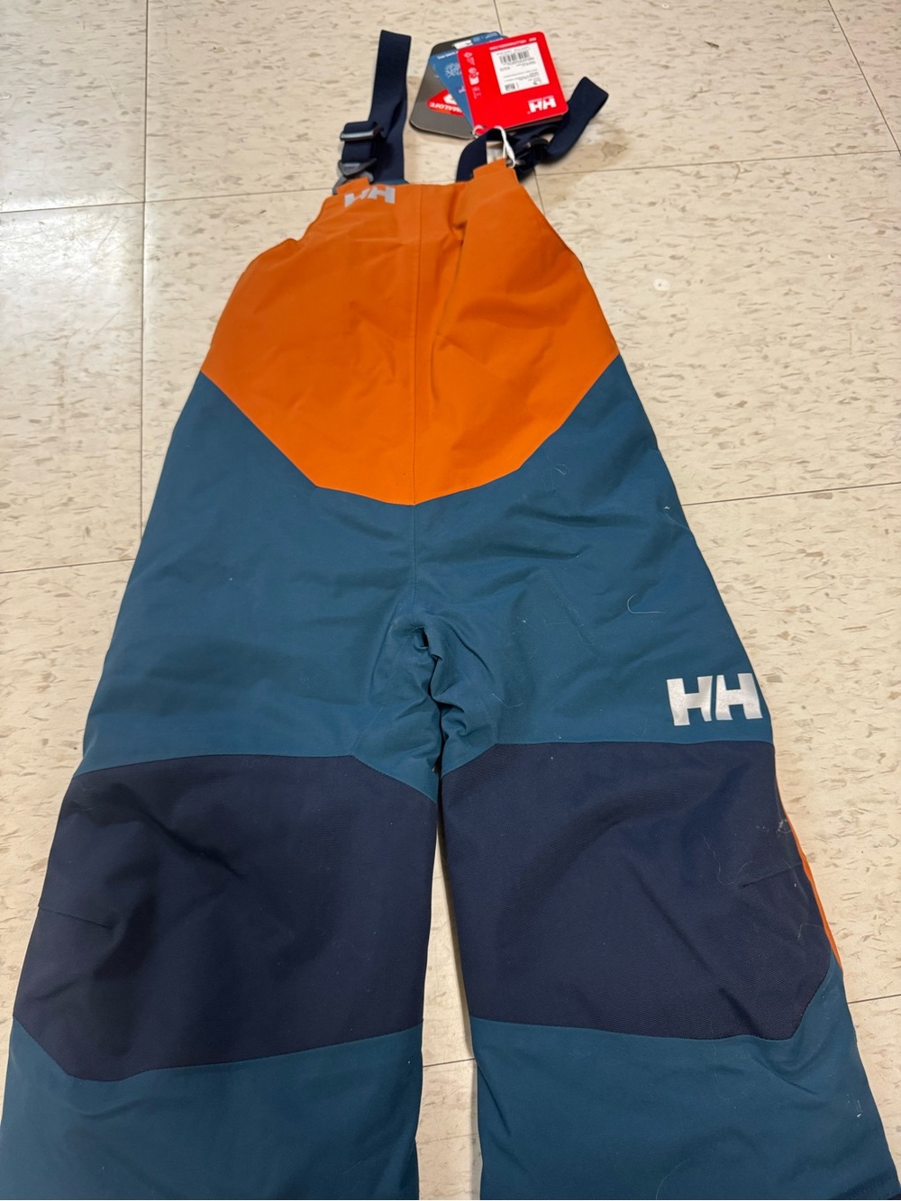 Helly Hansen Kids Orange/Teal Colorblock Snow Bib size 2